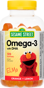 Sesame Street Omega-3 Fish Oil Kids Gummy with DHA by Webber Naturals, Non GMO, Free of Dairy, Gelatin, Peanut & Gluten, For Children Age 3 & Up, Brain, Eye, and Nerve Development Support, 120 Gummies