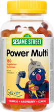 Load image into Gallery viewer, Sesame Street Power Multivitamin Kids Gummy by Webber Naturals, 1 Per Day, Non GMO, Free of Dairy, Gelatin, Peanut and Gluten, Essential Vitamins and Minerals for Children Age 3 and Up, 180 Gummies
