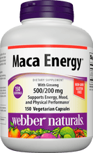 Load image into Gallery viewer, Webber Naturals Maca Energy, 500 mg of Organic Maca with 200 mg of Ginseng, 150 Count, for Cognitive Function, Physical Performance and Stress Relief, Gluten Free, Non-GMO, Suitable for Vegans
