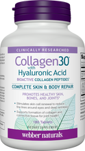 Load image into Gallery viewer, Webber Naturals Collagen30 with Hyaluronic Acid, Bioactive Collagen Peptides, 180 Tablets, Helps Reduce Joint Pain, Eye Wrinkles and Fine Facial Line, Non GMO

