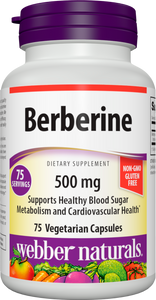 Webber Naturals Berberine Supplement, 500 mg Per Pill, 75 Vegetarian Capsules, Supports Normal Blood Sugar Maintenance, Gluten and Dairy Free, Non-GMO, Suitable for Vegans