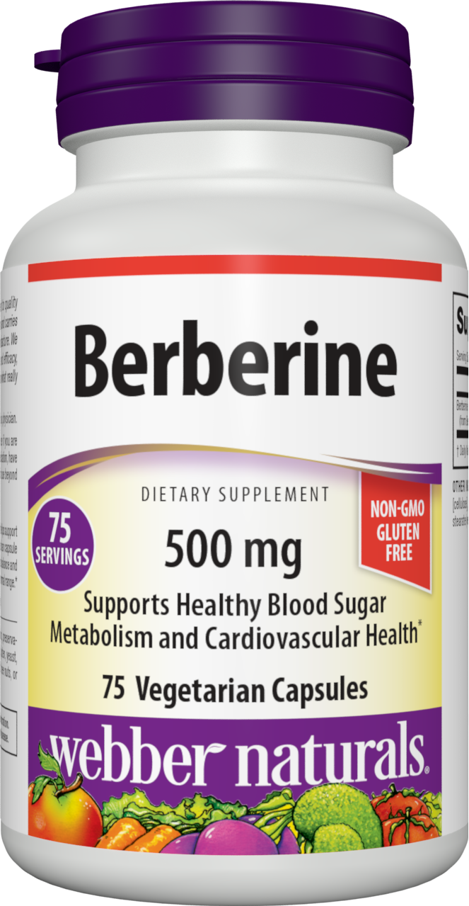Webber Naturals Berberine Supplement, 500 mg Per Pill, 75 Vegetarian Capsules, Supports Normal Blood Sugar Maintenance, Gluten and Dairy Free, Non-GMO, Suitable for Vegans