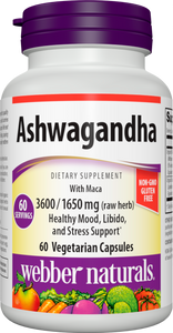 Webber Naturals Ashwagandha with Maca, 3,600 mg of Ashwagandha Root with 1,650 mg of Maca Root Per Pill, 60 Vegetarian Capsules, Supports Immunity, Mood Balance and Stress, Gluten Free, Non-GMO