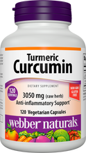 Load image into Gallery viewer, Webber Naturals Turmeric Curcumin, 3,050 mg of Raw Turmeric, 120 Vegetarian Capsules, Digestion, Joint and Antioxidant Support, Gluten Free, Non-GMO, Suitable for Vegans and Vegetarians
