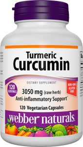 Webber Naturals Turmeric Curcumin, 3,050 mg of Raw Turmeric, 120 Vegetarian Capsules, Digestion, Joint and Antioxidant Support, Gluten Free, Non-GMO, Suitable for Vegans and Vegetarians