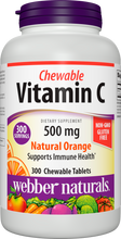 Load image into Gallery viewer, Webber Naturals Chewable Orange Vitamin C, 300 Count, 500 mg of Vitamin C Per Chewable Tablet, Bones, Teeth, Immune and Antioxidant Support, Non GMO, Dairy &amp; Gluten Free
