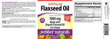 Load image into Gallery viewer, Webber Naturals Cold Pressed Flaxseed Oil 1000 mg, 210 Softgels, Plant Source Omega-3, Supports Heart, Brain, Joint, and Immune Health, Gluten and Dairy Free
