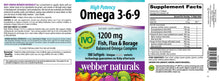 Load image into Gallery viewer, Webber Naturals Triple Omega 3-6-9, 1,200 mg Fish Oil Per Softgel, High Potency, 180 Softgels, No Fishy Aftertaste, Ultra-Purified, for Heart, Brain and Cardiovascular Health, Gluten &amp; Shellfish-Free
