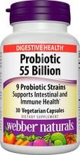Load image into Gallery viewer, Webber Naturals Probiotic 55 Billion, 30 Capsules, Supplement for Immune and Digestive Health, Shelf-Stable, No Refrigeration Required, Non GMO and Gluten Free, Vegetarian
