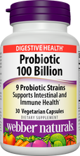 Load image into Gallery viewer, Webber Naturals Probiotic 100 Billion, 30 Capsules, Supplement for Immune and Digestive Health, Shelf-Stable, No Refrigeration Required, Non GMO and Gluten Free, Suitable for Vegetarians
