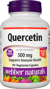 Webber Naturals Quercetin Supplement, 500 mg Per Pill, 140 Vegetarian Capsules, Plant-Based Immune Support, Antioxidant Supplement, Gluten and Dairy Free, Non-GMO, Suitable for Vegans