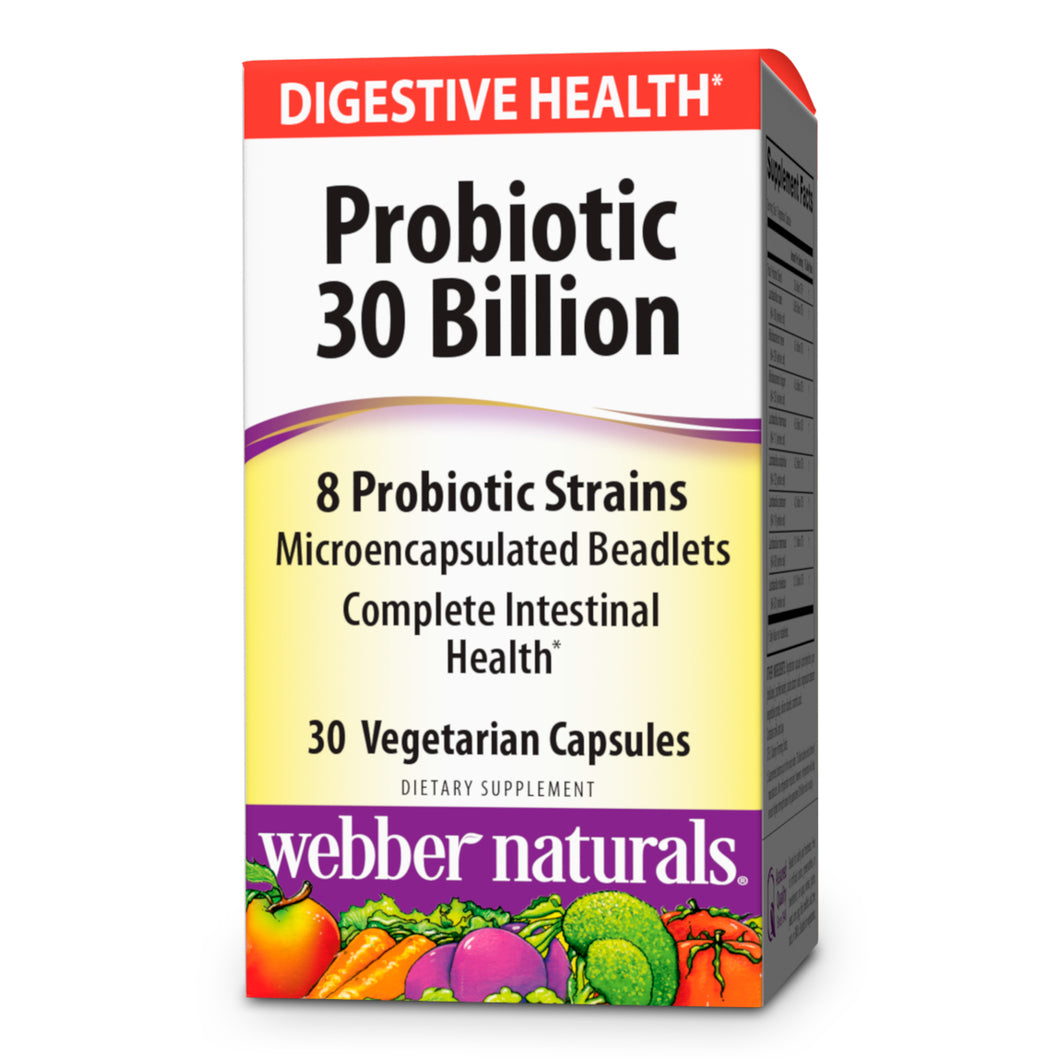 Probiotic 30 Billion by Webber Naturals, 8 strains, Microencapsulated, 30 Vegetarian Capsules