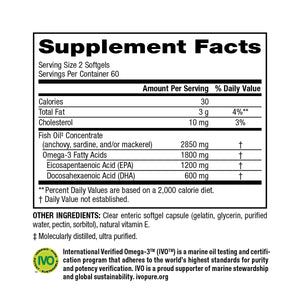 Triple Strength Omega-3, by Webber Naturals, 1800mg of EPA/DHA, Non-GMO, Ultra Purified, 120 softgels, 60 Servings